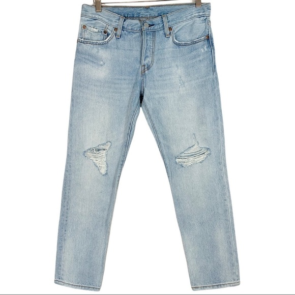 Levi's 501 Distressed High Waist Straight Leg Jeans Size 26 - Picture 2 of 10